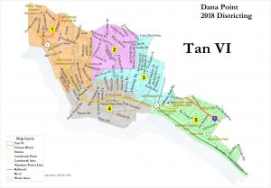 Map of Dana Point Voting Districts map tan vi